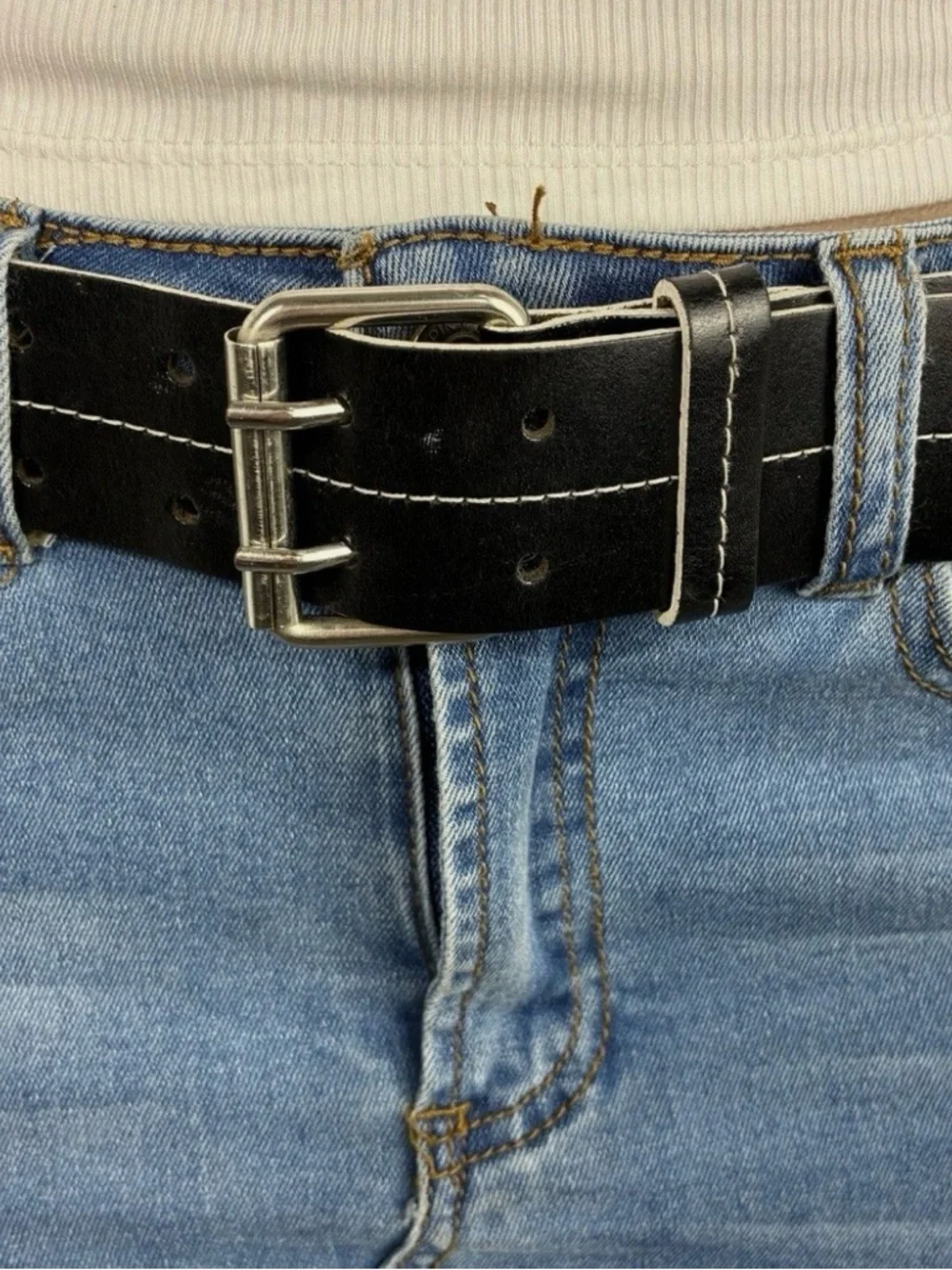 H&M Black Leather Dress Belt with Subtle Stitching made in Italy